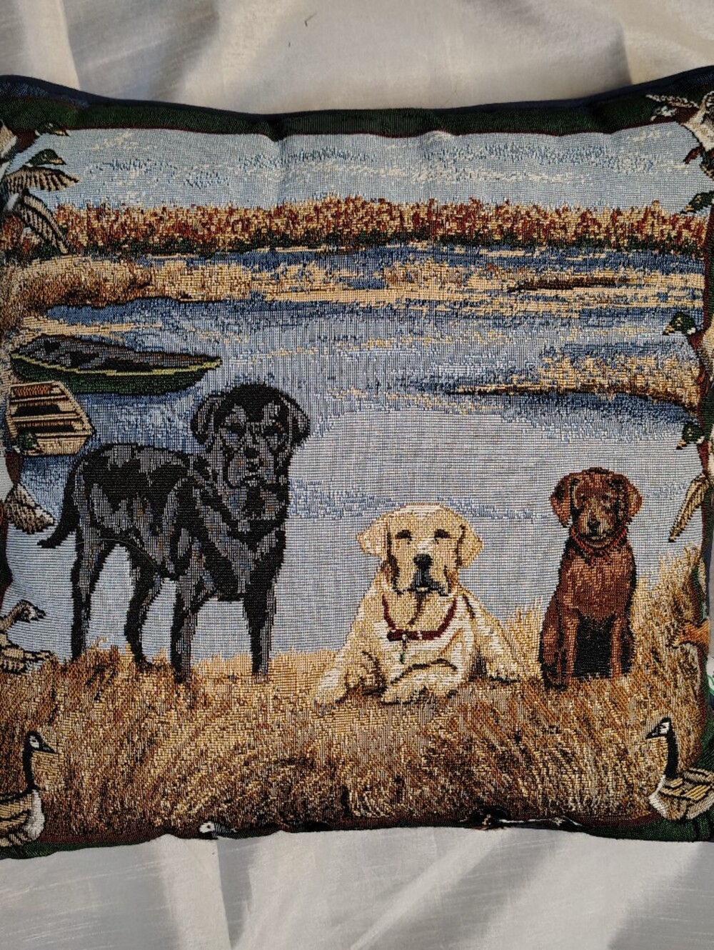 VTG Riverdale Tapestry Hunting Dogs Throw Pillow Like New